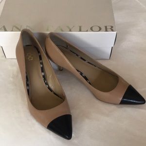Ann Taylor Eryn Cap Toe Kitten Heels. Size 8